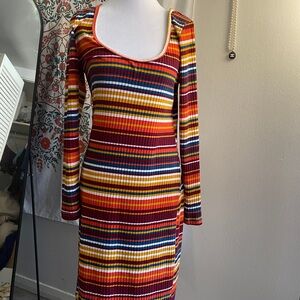 Striped Multicolor Long Sleeve Dress